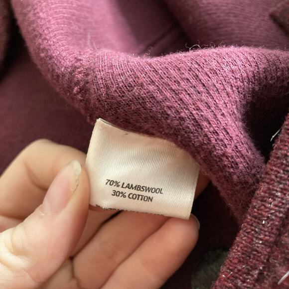 Eileen Fisher Burgundy Cotton Lambswool Blend Jacket Size M Petite Lagenlook - Picture 6 of 13